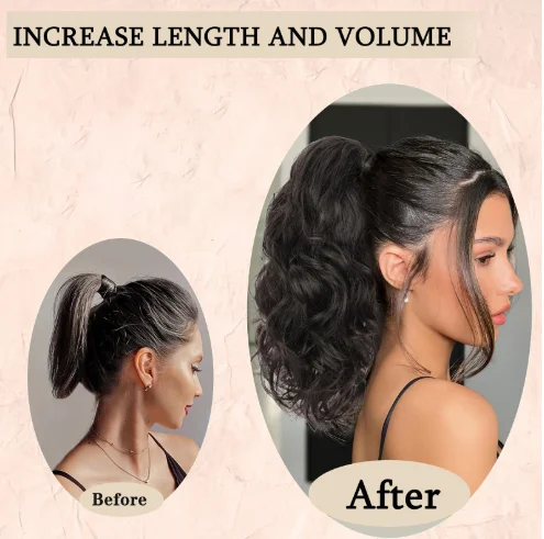 Vivian High Quality Short Curly Wavy Drawstring Ponytail Synthetic Natural Wavy Hair Extensions for Women Kanekalons Wholesale