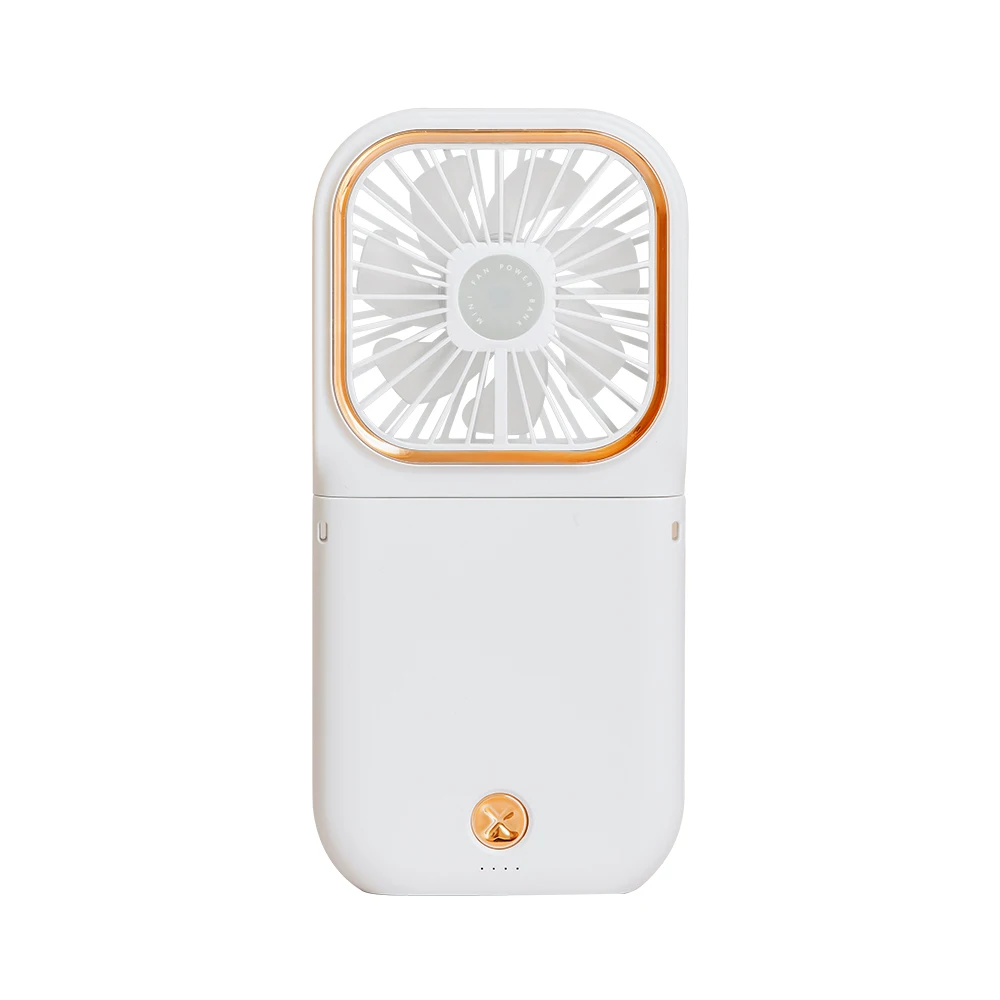 Folding Portable Mini Usb Fan Rechargeable Cooling Hands-free Hanging Neck Band power bank Fan with holder for Outdoor Traveling