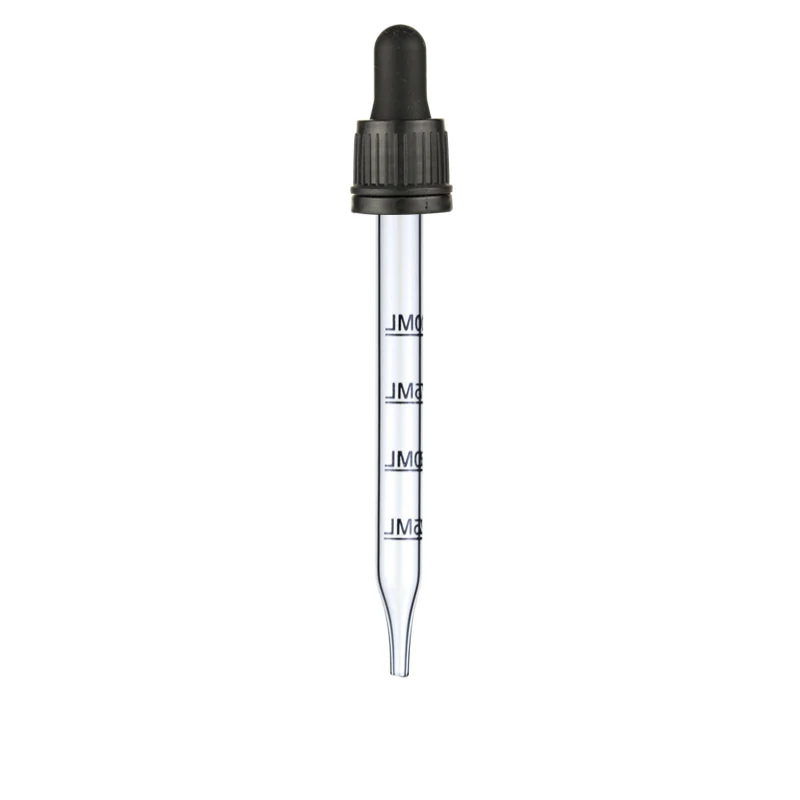 LANJING New Products 20/410 Caliber Universal 1ml Glass Dropper With Plasticil Dropper White Rubber Head Pipette With Glass Tube