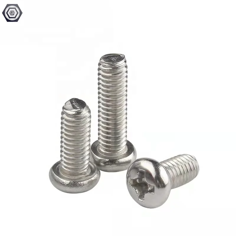 High Quality M3 M4 M5 M6 M8 Phillips Pan Head Machine Screws Metric Thread Round Head Bolts for Machinery