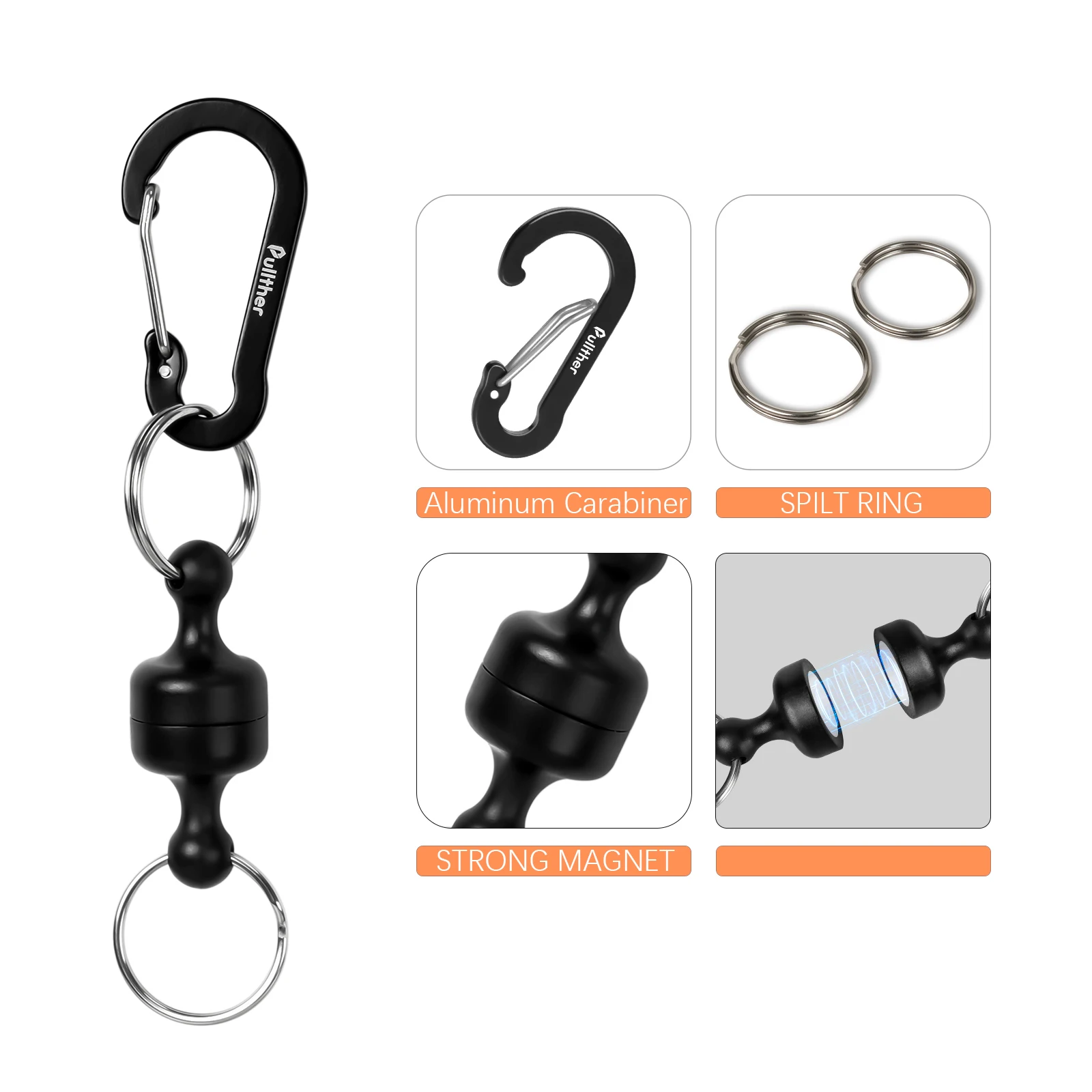 Pullther fly fishing hanging rope with telescopic buckle anti loss key pliers tool rope fishing accessories