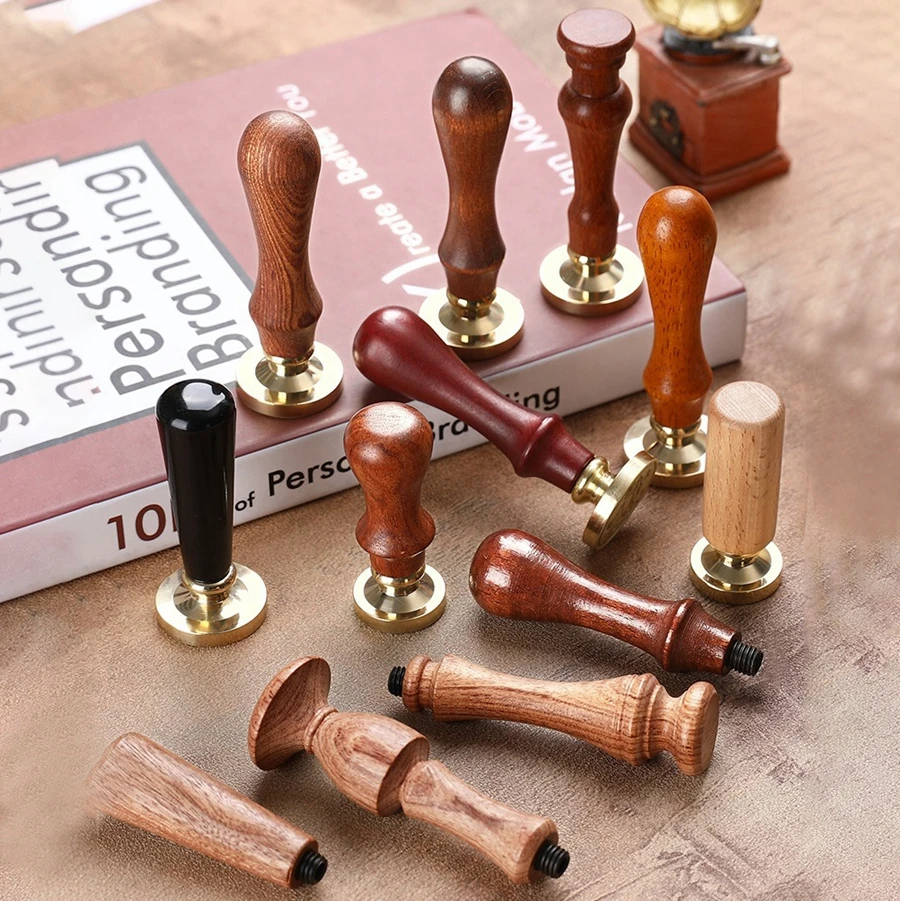 Retro Style Fire Paint Handle with Rosewood Replaceable Copper Head Wax Seal Stamp High Quality Wax Sealing Accessories