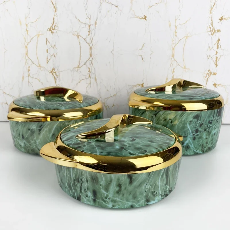 Luxury 3 Pcs/Set Home Use Insulated Stainless Steel Hot Pot Food Warmers Casserole Container