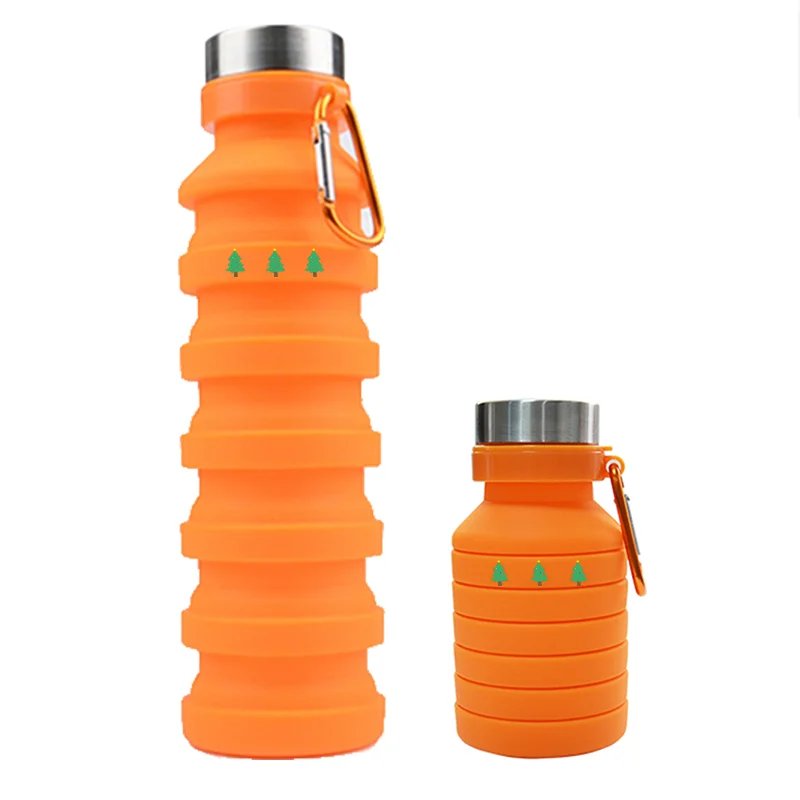silicon foldable water bottle BPA free custom Logo color travelability silicone water bottle