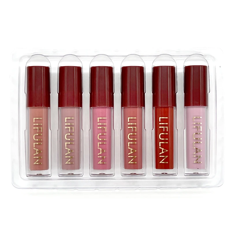 2024 New Model 6-Piece Matte Liquid Lipstick Makeup Set Long-Lasting Mineral-Based Waterproof Lipstick with Non-Stick Cup