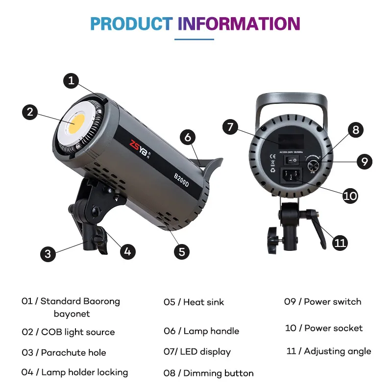 160w 5600k professional audio video lighting equipment led camera video lights