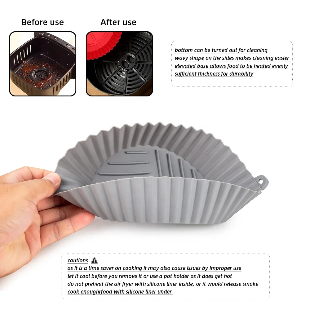 7/8 Inch Square Shape Reusable Silicone Pot Air Fryer Food Safe Oven Baking Tray Fried Pizza Kitchen Gadget S Air Fryers Liners