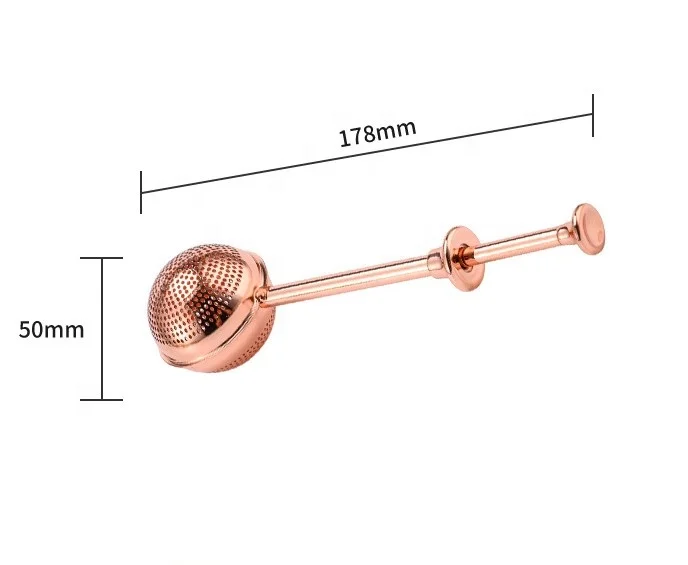 Rose Gold 304 Stainless Steel Tea Ball Infuser Strainer Filter With Long Handle For Loose Leaf Tea