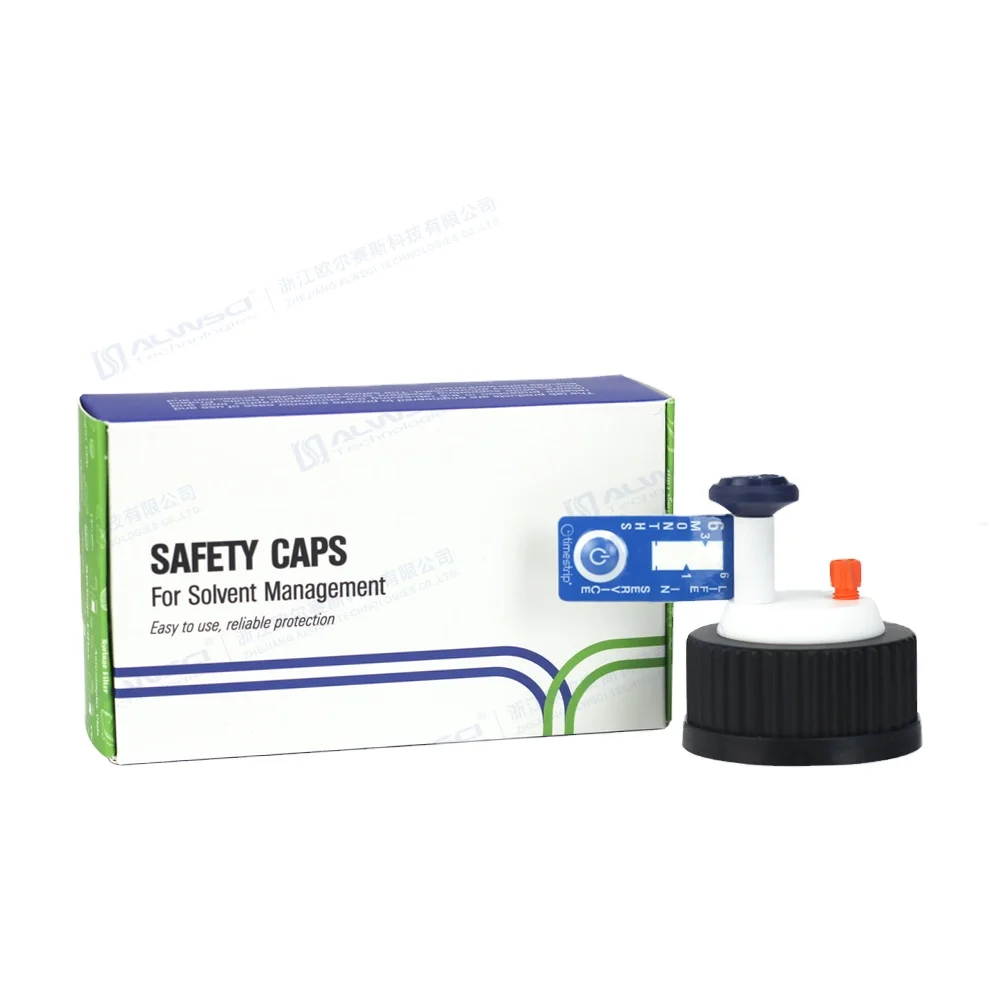 Alwsci Black GL45 Stay Safe Cap Air Valve 1/4inch-28 fitting for 1/8 inch tubing  for laboratory use