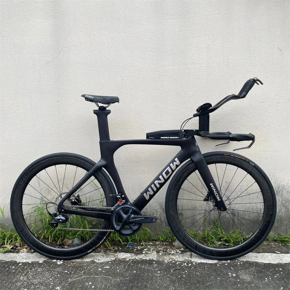 Winowsports TT Bicycle Disc Brake Time Trial Triathlon Complete Bike TT119 With Carbon Fiber Wheelset 2X11 Speed