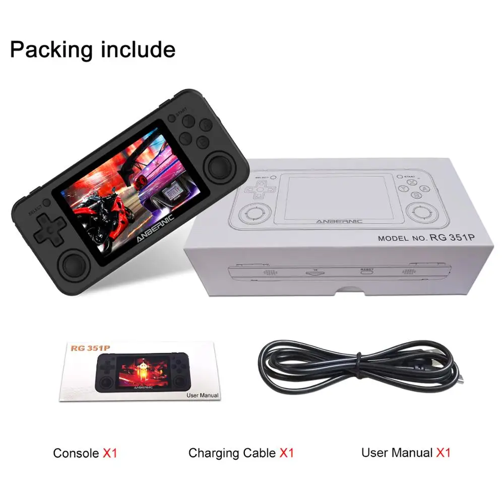  Amazon горячая Распродажа RG351P 64bit 3 5 дюймовый портативный игровой плеер Ретро видео игровая консоль 64 Гб система открытия исходного кода RK3326 Чип wifi