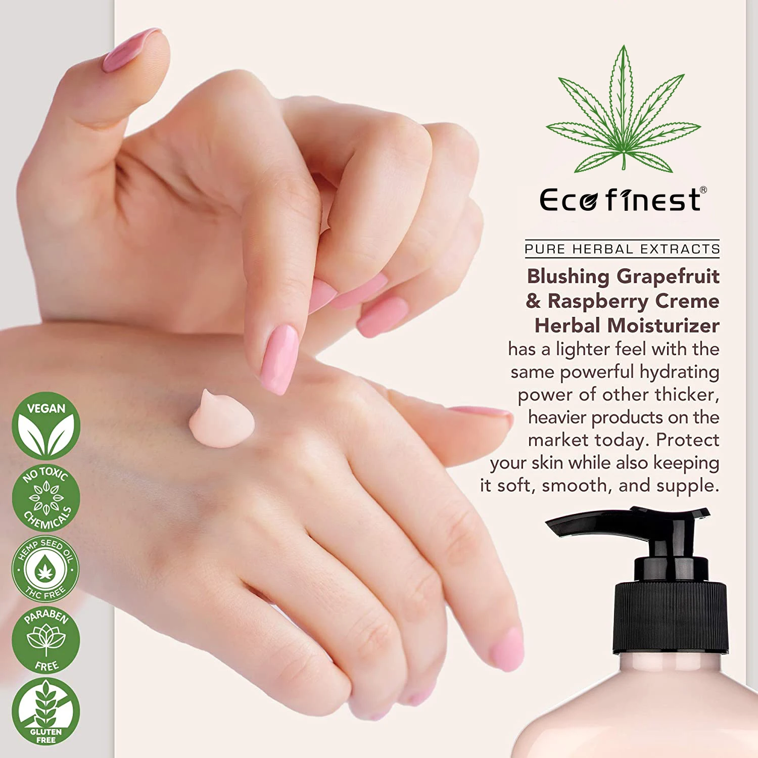 
Hemp seed Oil Blushing Grapefruit & Raspberry Creme Herbal Body Moisturizer Lotion - Fruit Body Cream 