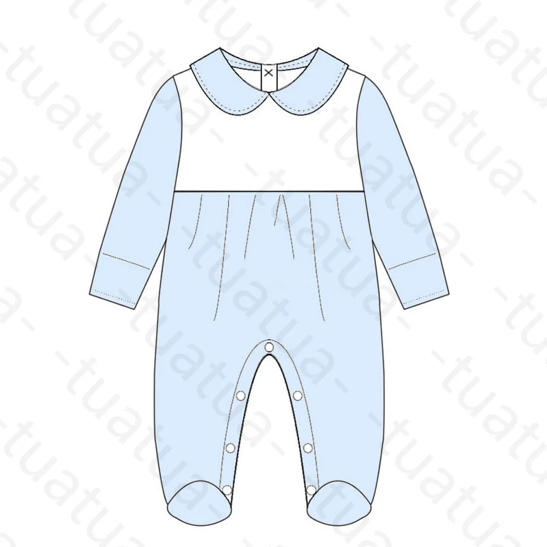 monogram sleeper boy girl matching curved edge frill baby onesies foot binding baby jumpsuit romper