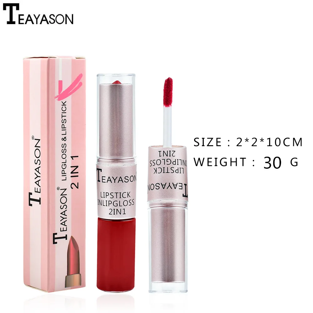 Amazons best sellers Dual Ended Longwearing Nude matte lip gloss  for women teayason 2 in 1 rounded Liquid Lipstick Lip Gloss