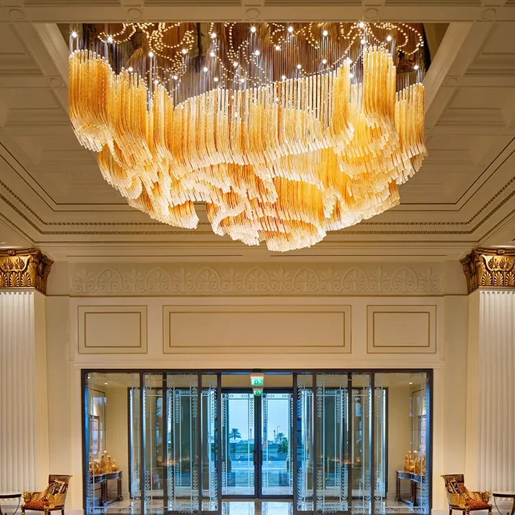 ECOJAS profession customize Hotel Chandelier For Sale Contemporary Glass Tube Chandelier For Lobby