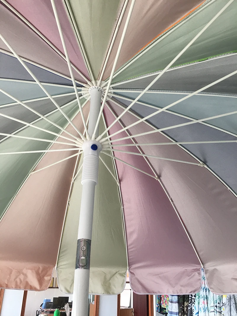 Sun Beach Umbrella Size 2.6m 2.4m 2m Steal Pole With Custom Logo Print For Promotion Use Color Outdoor Parasol Umbrellas