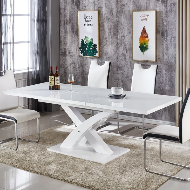 Разумная цена, горячая Распродажа, прямоугольные выдвижные высокие глянцевые окрашенные обеденные столы из МДФ для кухни