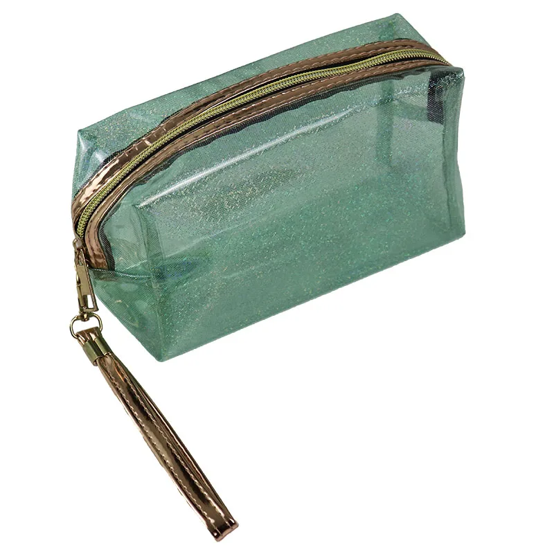 Travel Shiny Glitter PVC Transparent Jelly Make up Pouch Makeup Custom Waterproof Clear Cosmetic Bag