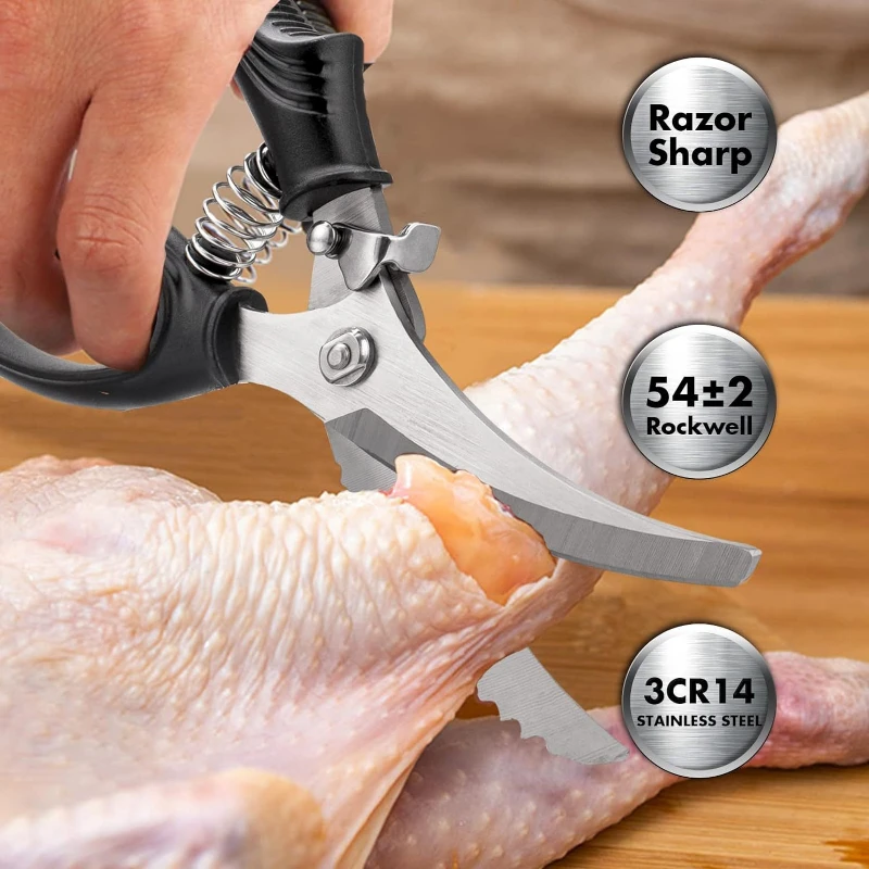 Poultry Shears Kitchen Shears Heavy Duty Rust Proof Kitchen Scissors Heavy Duty Spring Loaded for Bone Chicken Shears