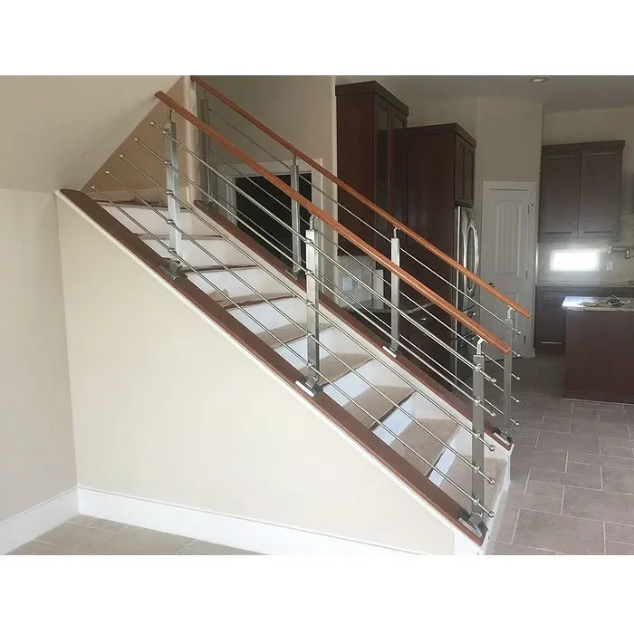 ACE Hot Terrace Railing Balcony Outdoor Stainless Steel Tube Staircase Railing Balustrades Tube Railing with Wood Handrail