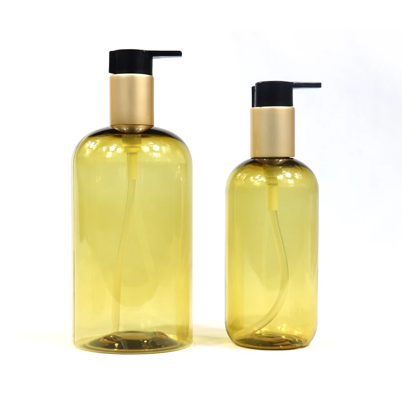 2021 Customize Gold Luxury Reusable Shampoo Bottle Plastic Hdpe Empty 300 ml Shampoo And Conditioner Bottles 500ml