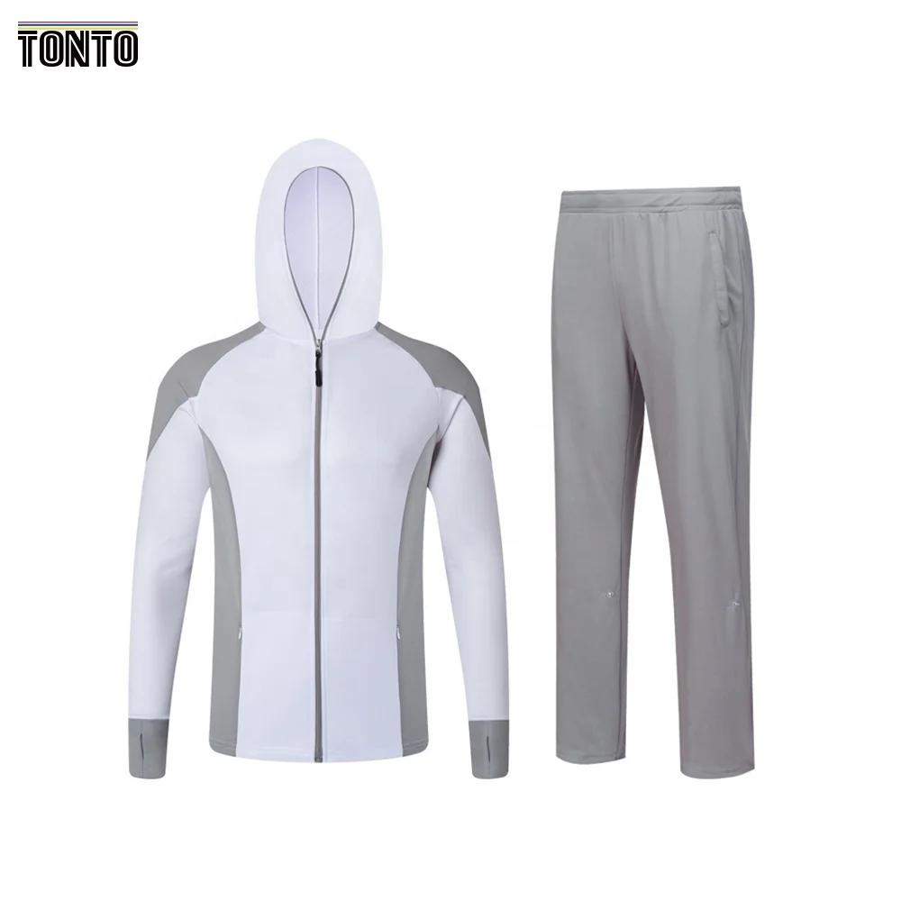 Summer UPF Fishing Clothing Waterproof Sublimation Zipper Hooded Long sleeve Shirt Jersey and Pants Fishing Suitshirts