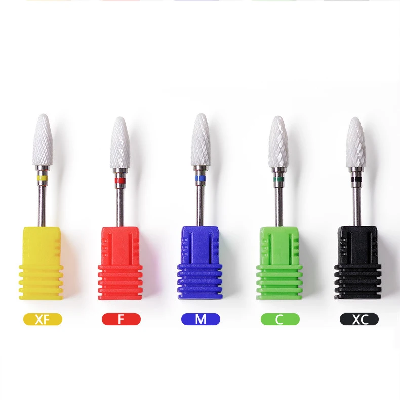 Nail Drill Bits Set Blue Ceramic Nail Drill Bit Set for Electric Manicure Pedicure Nail File Machine Long Corn Head Ceramic