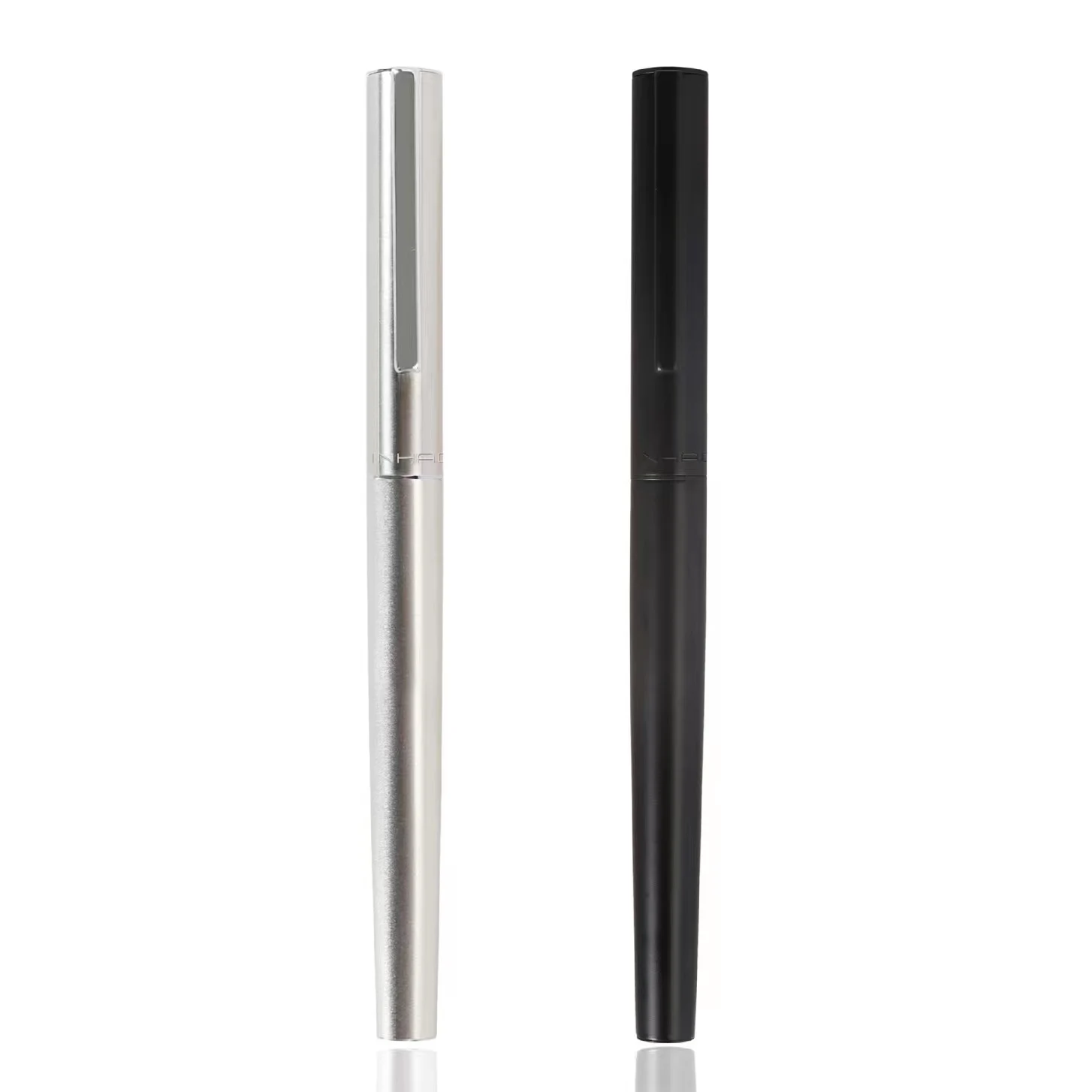 Стильная стальная Серебристая/матовая черная тусклая шариковая ручка с индивидуальным логотипом простой дизайн