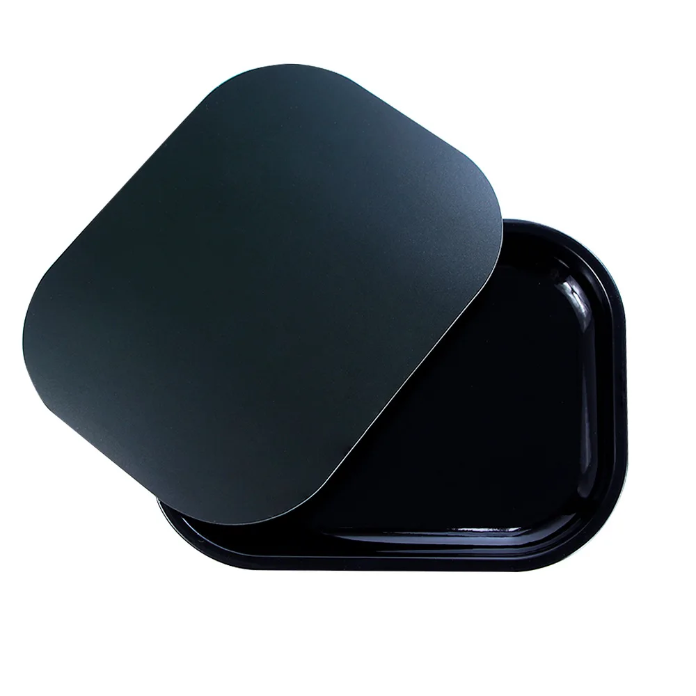 wholesale  18x14cm 27x16cm  black white Rolling Tray With Magnetic Lid serving tray Smoking Accessories kit