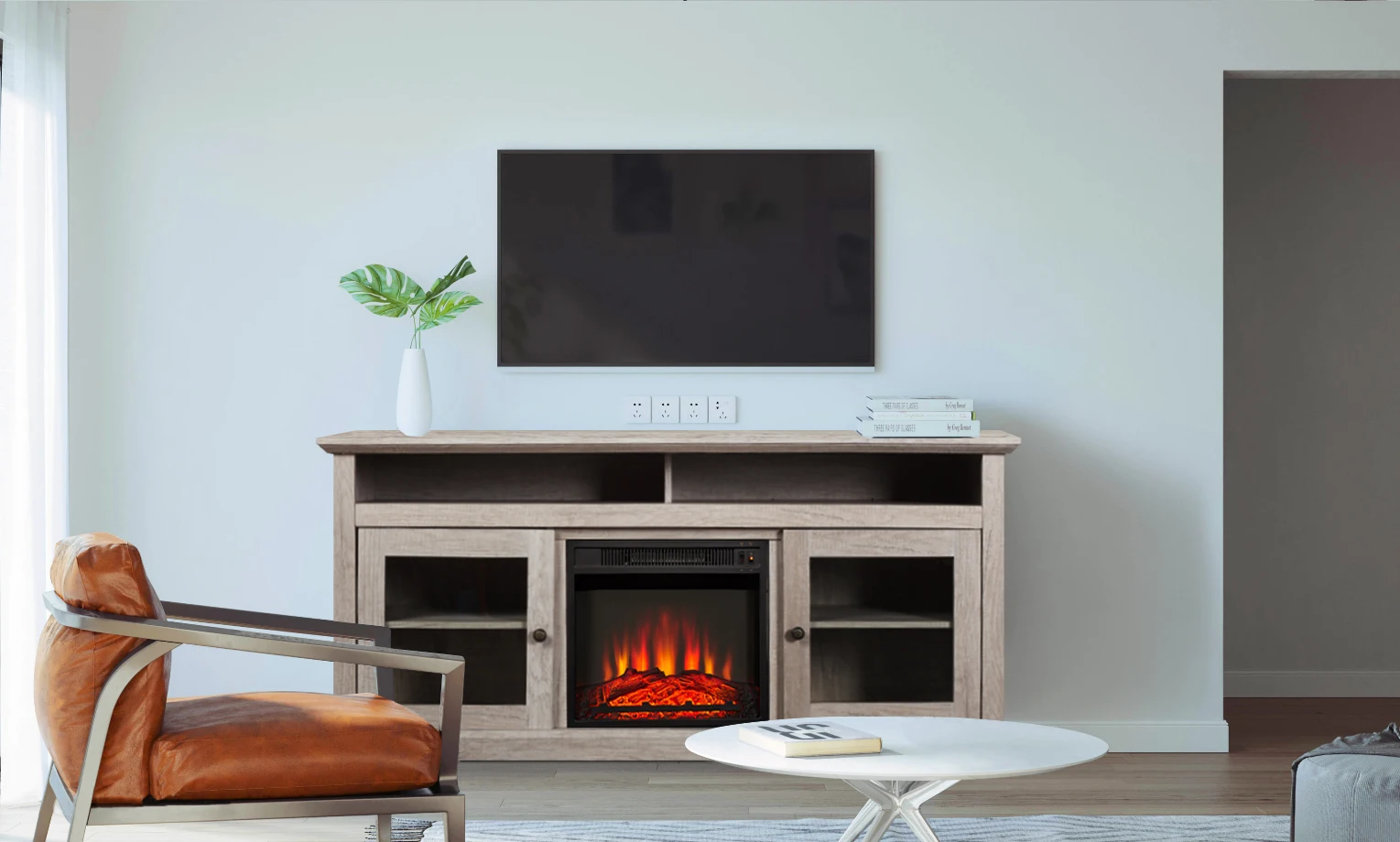 Indoor electric fireplace with mantel electric fireplace TV stand