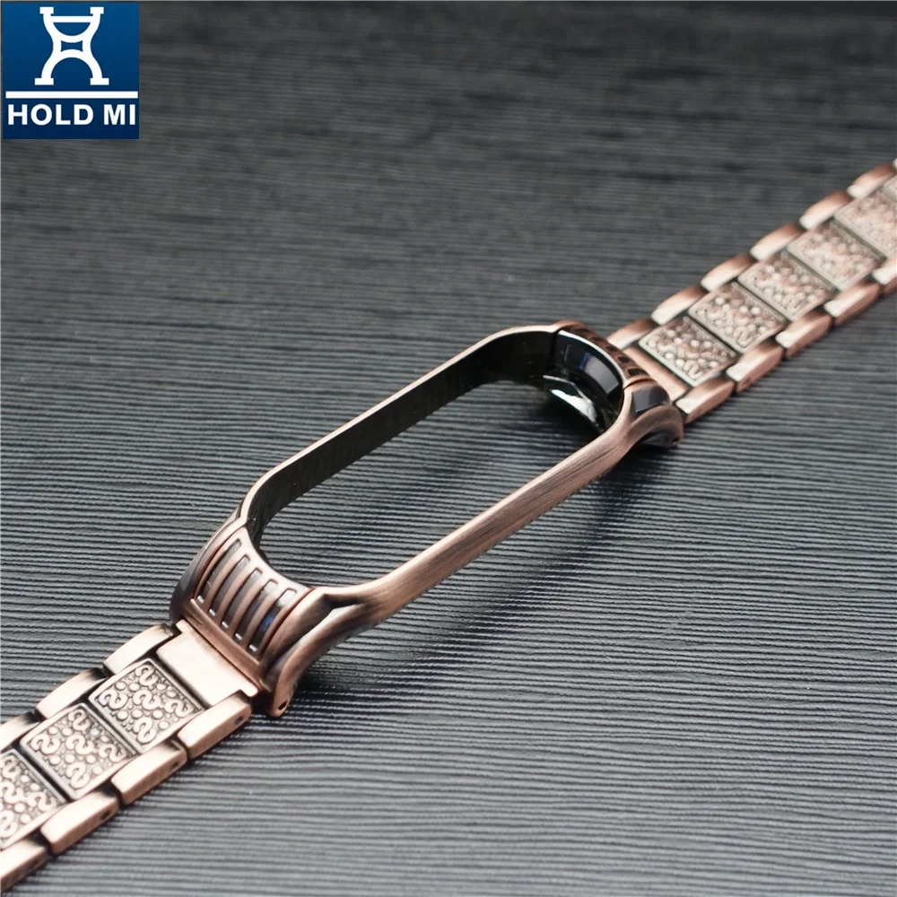 HOLDMI new 43048 avengers series antique copper color stainless steel watch band for mi band4