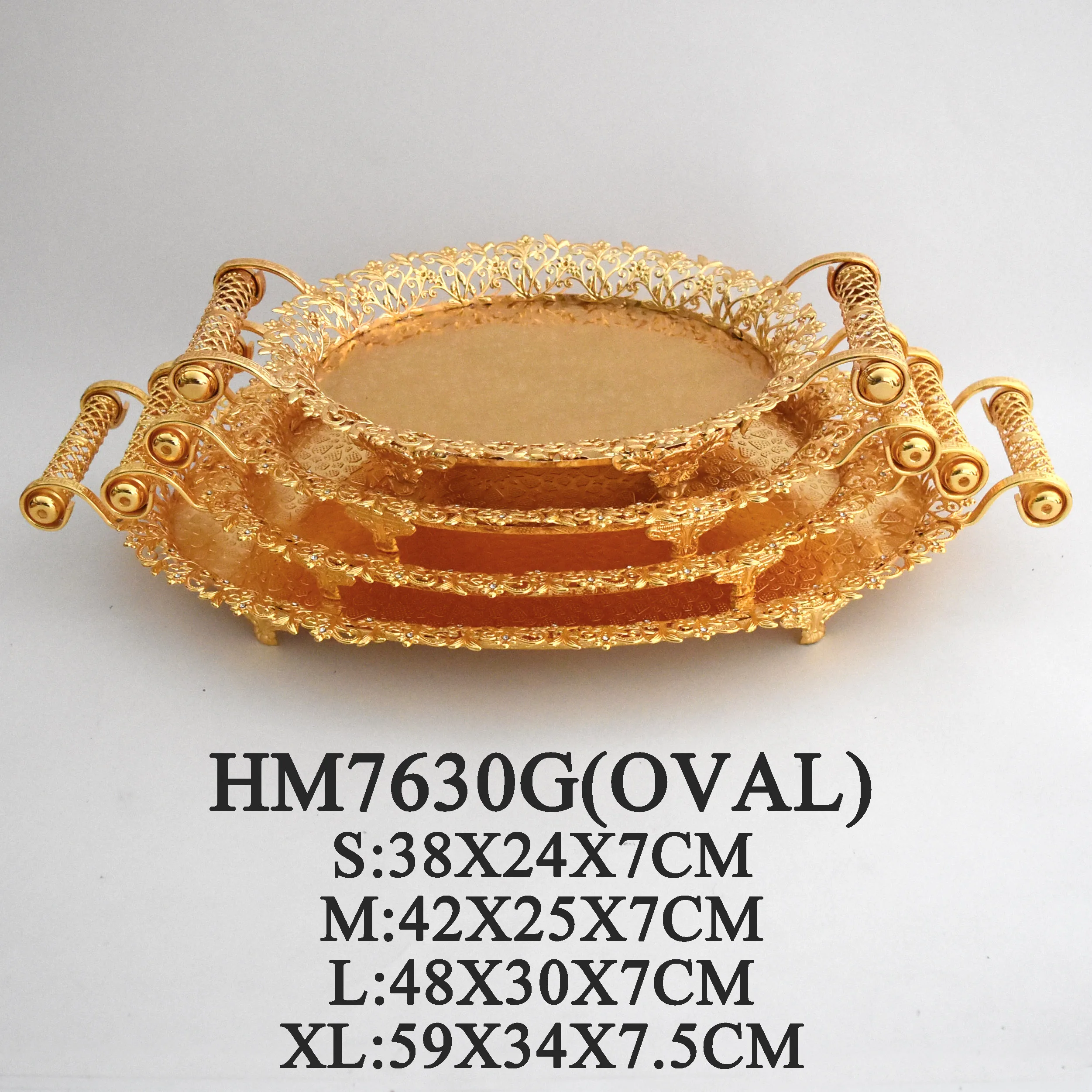 German silver metal gold plated dry fruit plate cake cookie serving tray with handle