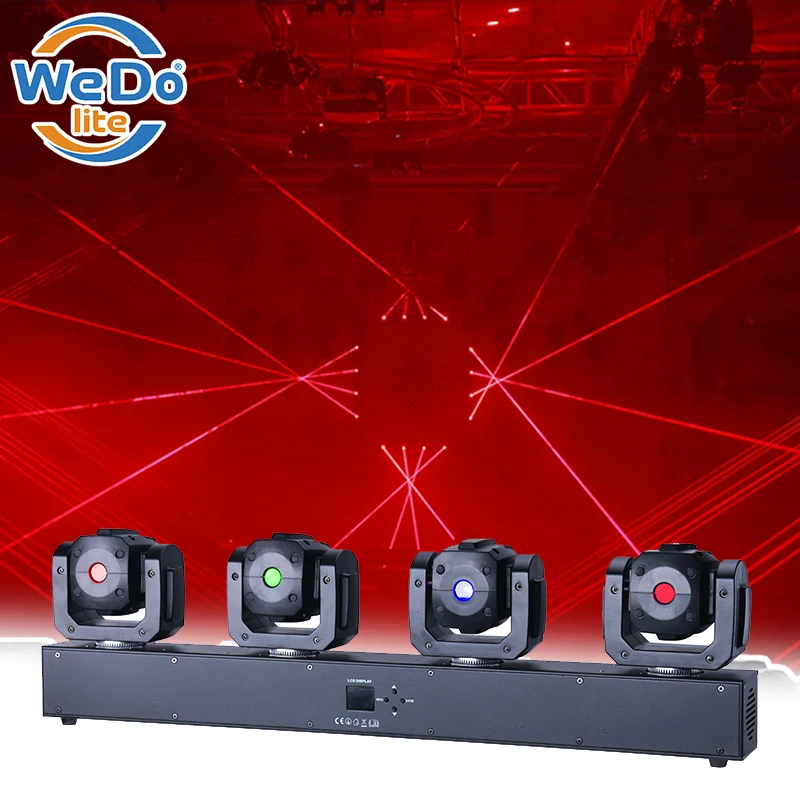Disco Laser Light LED 4 Heads RGB 3in1 Laser Stage Light 4 Heads Moving Head DJ Laser Light