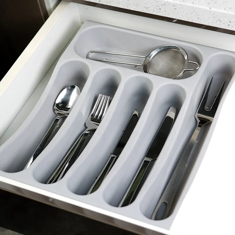 High Quality Food Contact Safe Plastic Kitchen Accessories Drawer Organizer Utensil Holder