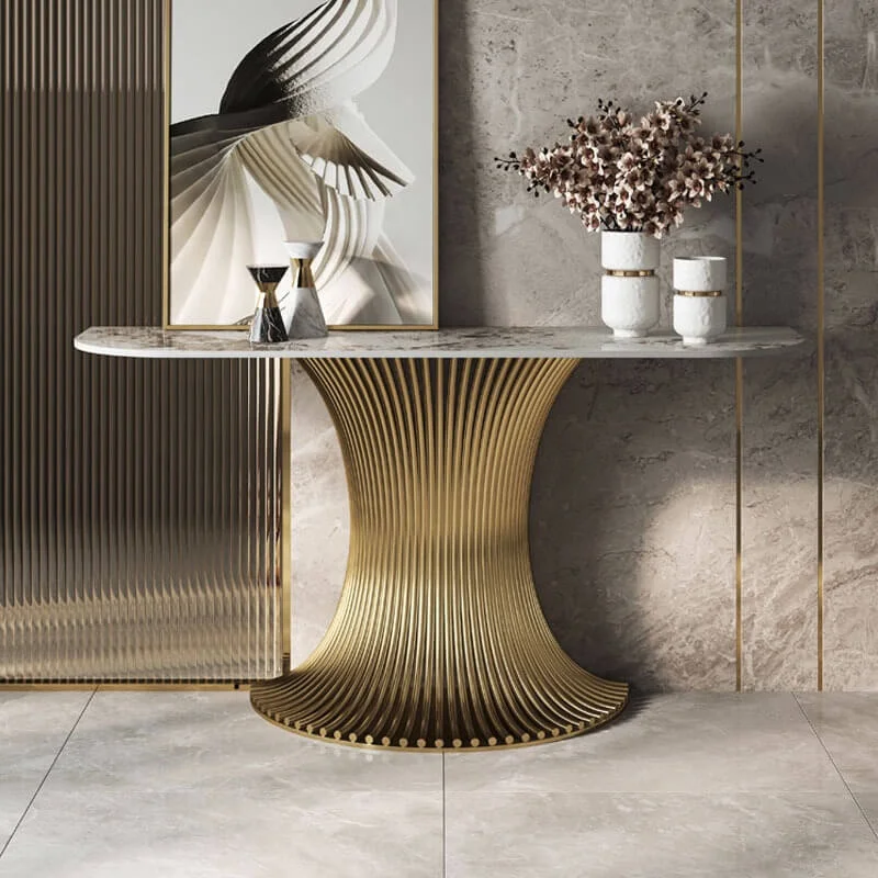 living room furniture stainless steel steel luxury modern diamond mirrored hallway marble top console table