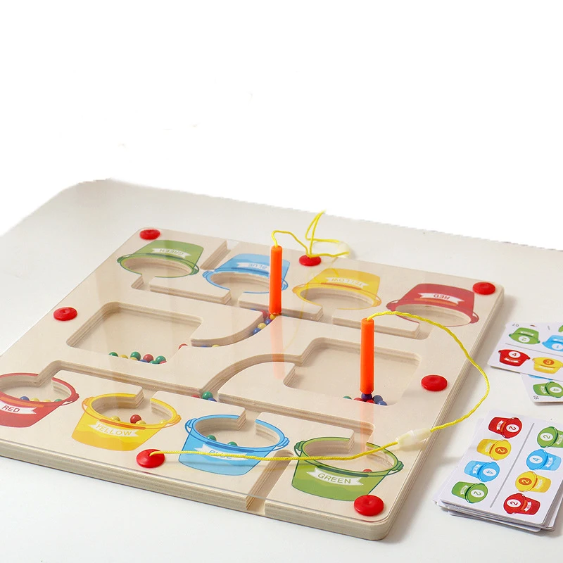 Wooden Magnetic Color Number Maze Board Two-player Battle Counting Number Matching Games