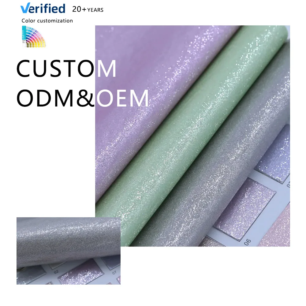 Sparkly Vinyl Recycled Soft Faux Leather Fabric Shiny Glitter PU Synthetic Leather for Making Shoes Material Bags Decorative