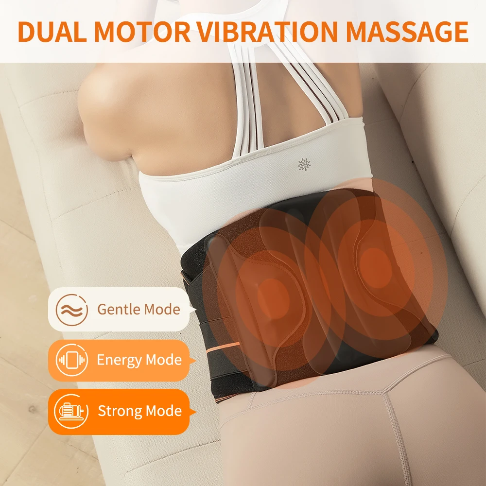 Factory Wholesale Graphene Waist Lumbar Vibration Massage Heating Therapy Pad Belt USB Connection Waist Massager Orange & Black