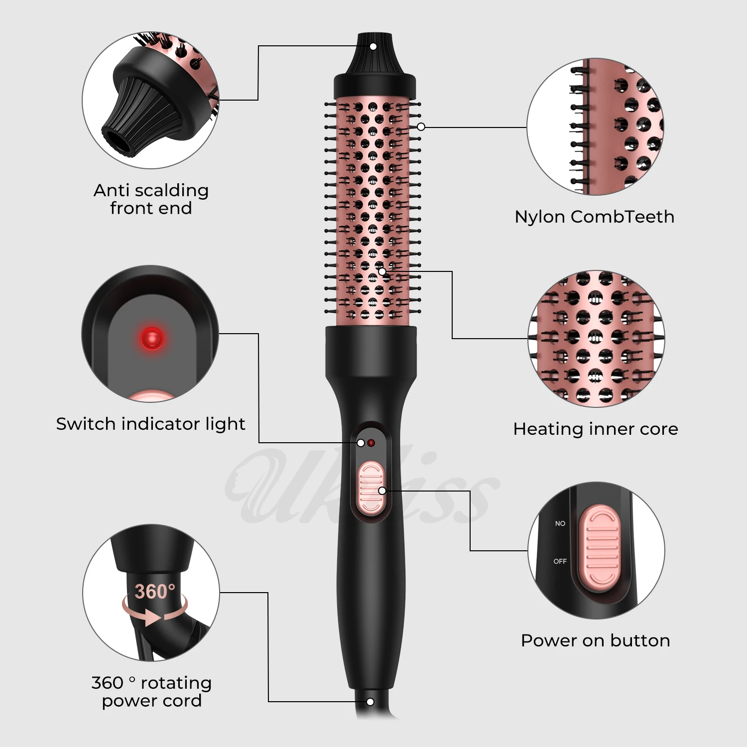 32mm dual PTC fever comb 3 in 1 curling iron roller comb Women fashion inner buckle