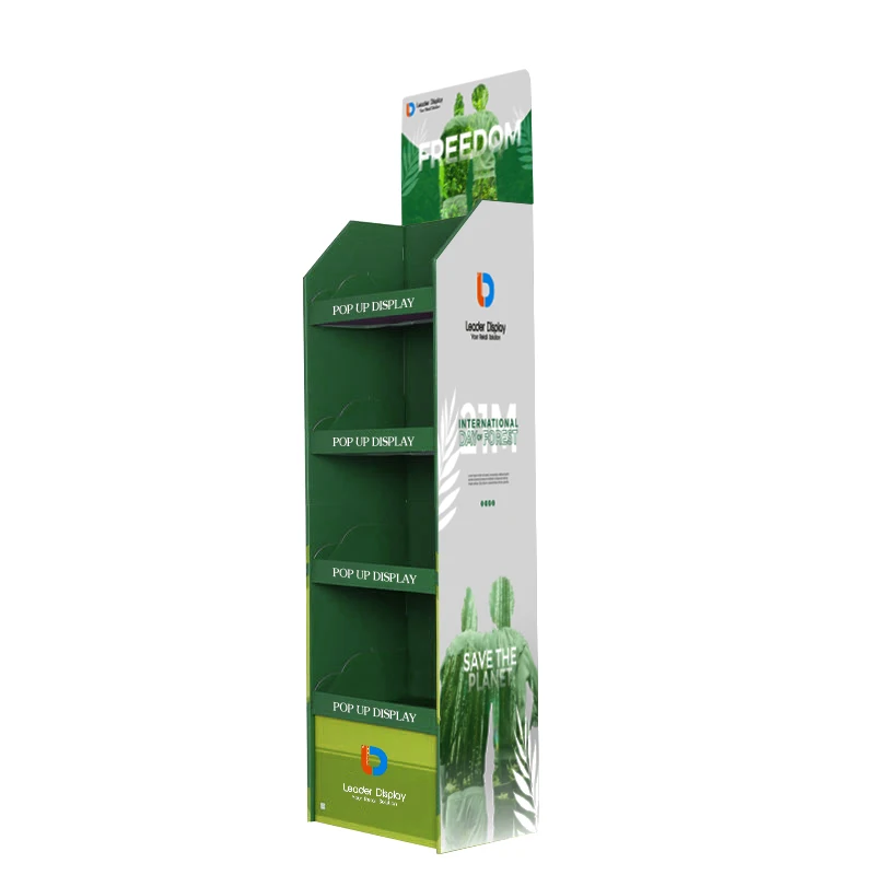Popular Design Environmentally Friendly Supermarket Shop Product Display Paper Cardboard Pop Up Display Stand
