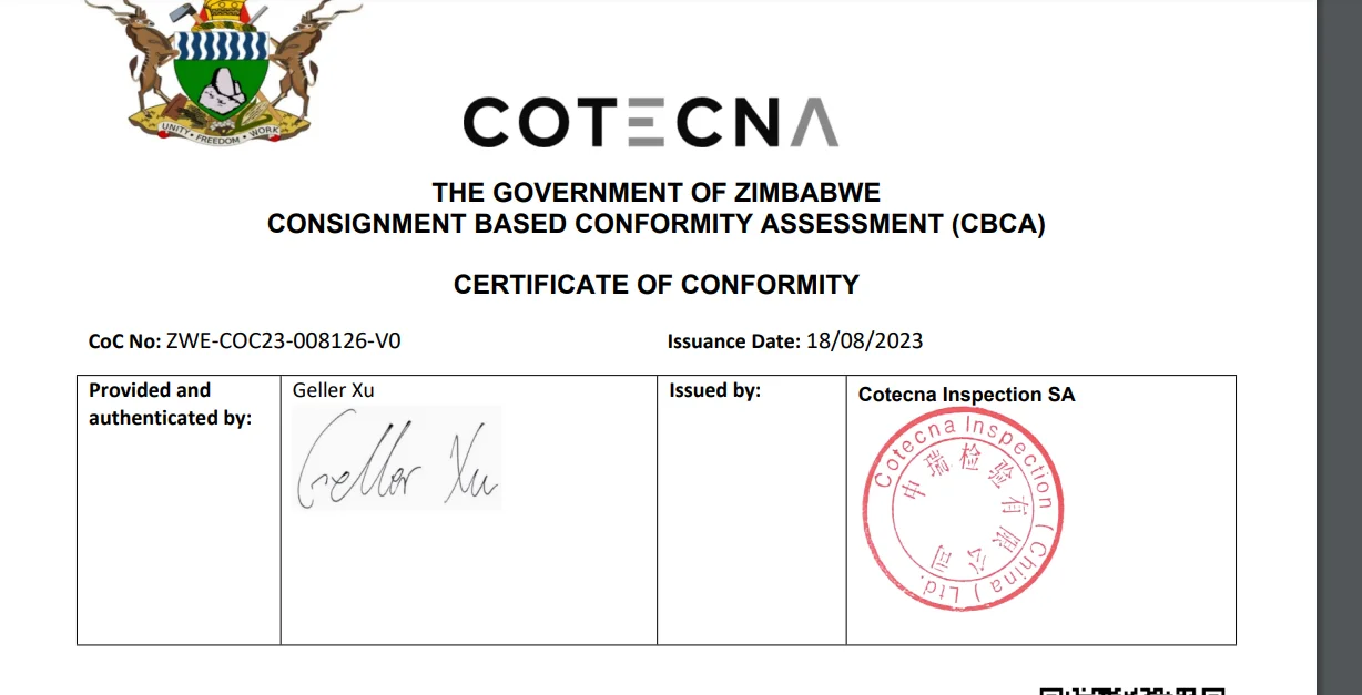 CBCA certificate of origin