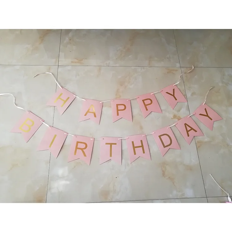 Wholesale Foiled Happy Birthday Paper Bunting Banner for Birthday Party Supplies