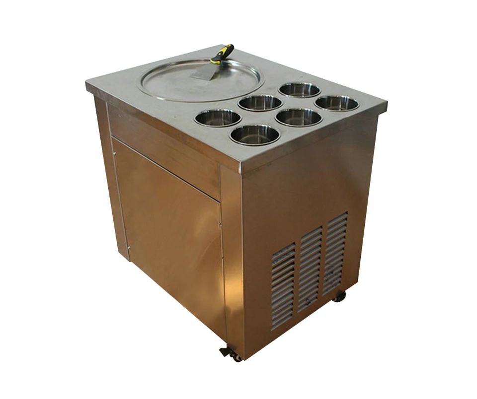 
mini ice cream roll machine with 35cm pan and 6 buckets. 110v or 220v fried ice cream machine 