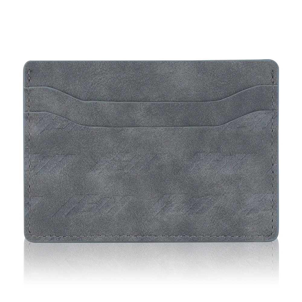 Retro Slim Matte Card Holder Quality Various Printing Embossed Logo ID Card Holder Leather Wallet