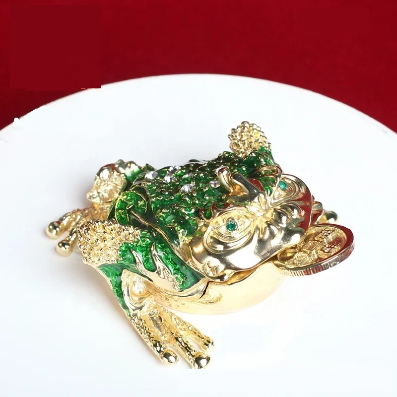 Factory Directly Sale New Creative Chinese Style Toad Enameled Trinket Boxes For Home Decoration