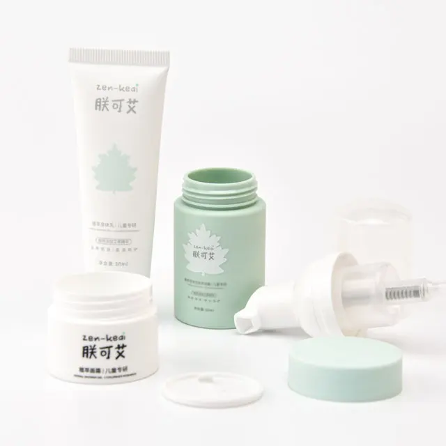 Safe and Harmless PET 50ml  Baby Shampoo 250ml Green Blue Packaging Set  for Kids Products Children Skincare Plastic Foam Bottle