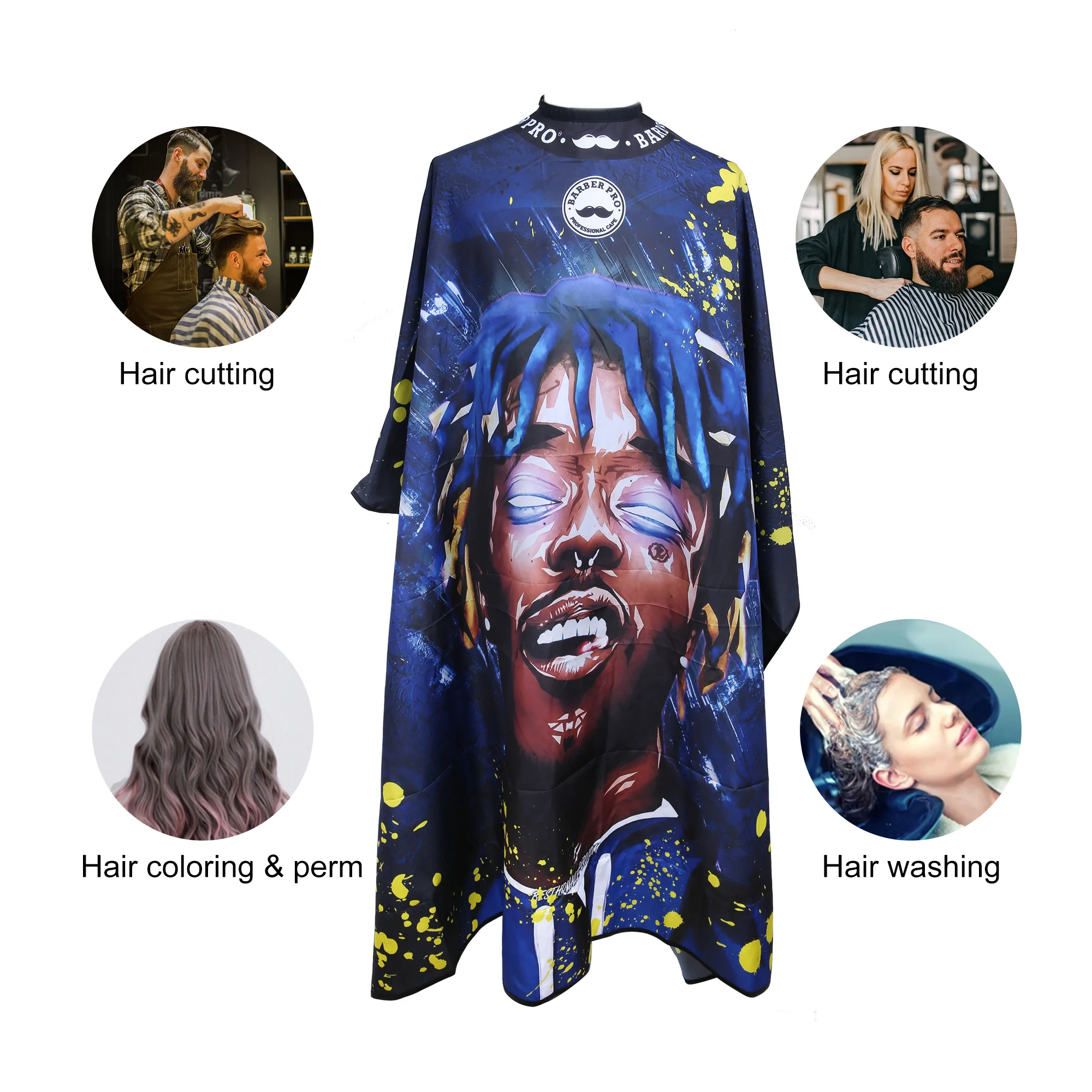 Wolesale Custom Logo Black Hair Salon Shawl Waterproof Barber Capes High Quality Hair Cutting Cape for Adults