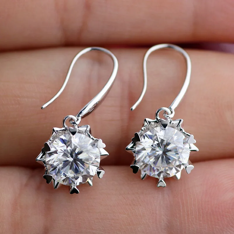 
18k Gold Moissan Beautiful Fashion Jewelry Earrings Romantic Designs For Women 