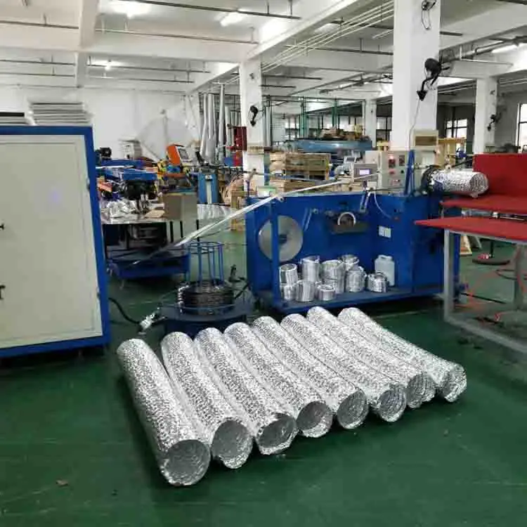 HVAC Ventilation Wire Reinforced Aluminum Flexible Duct Making Forming Machine For Insulated PVC And PET Pipe