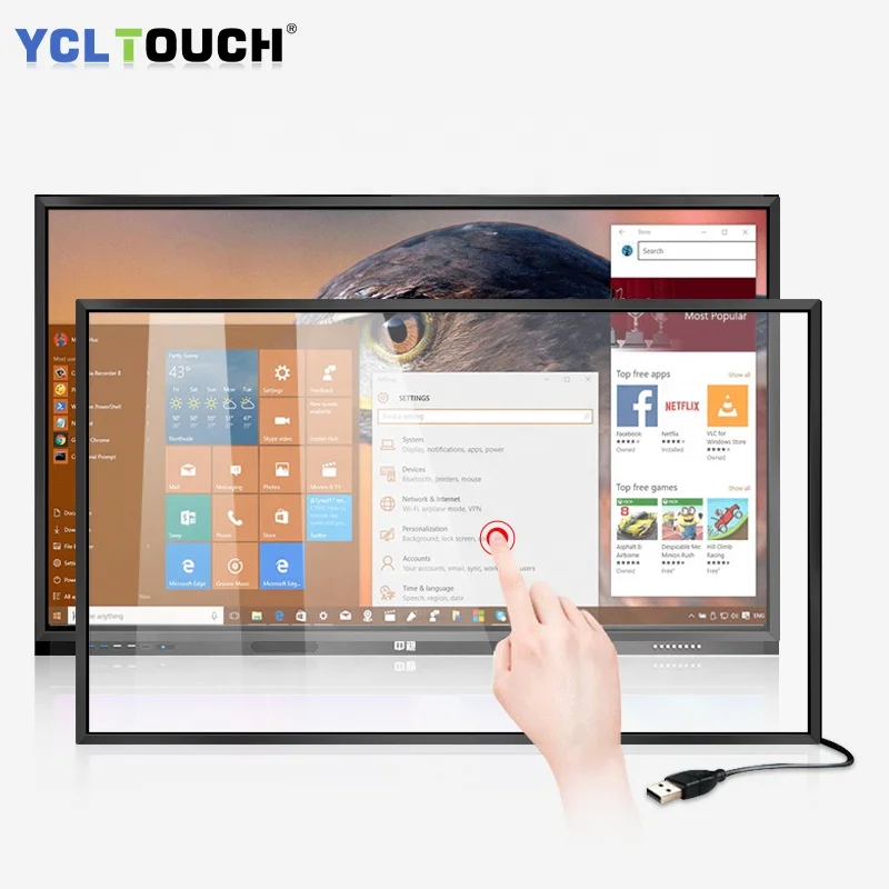 YCLTOUCH 16:9 Ratio Ir Touch Screen Overlay Kit 20 Points 23.8 Inch infrared Touch Screen frame for Business